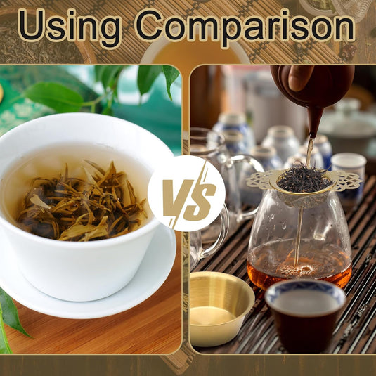 Translation missing: en.2 Pack Tea Strainers with Drip Bowls Stainless Steel Mesh Tea Infusers Loose Leaf Tea Filter with Handles Tea Steeper for Tea Juice Coffee Drinks, Gold