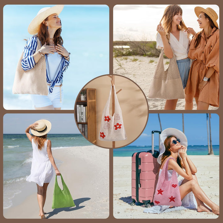 Translation missing: en.Crochet Beach Tote Bags, Stylish Mesh Beach Bags Shoulder Bag for Women, Cute Summer Vacation Boho Tote Bag