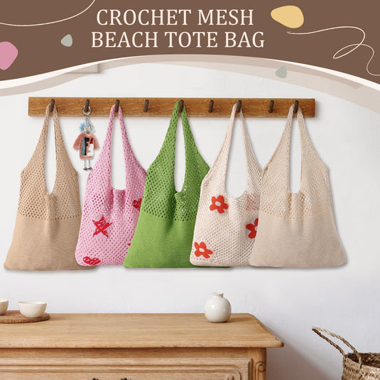 Translation missing: en.Crochet Beach Tote Bags, Stylish Mesh Beach Bags Shoulder Bag for Women, Cute Summer Vacation Boho Tote Bag