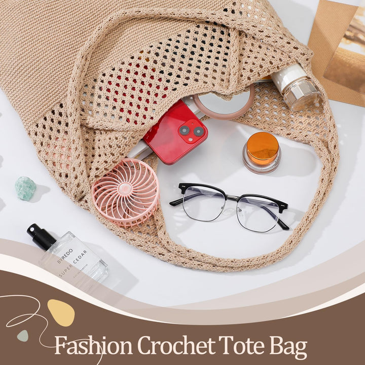 Translation missing: en.Crochet Beach Tote Bags, Stylish Mesh Beach Bags Shoulder Bag for Women, Cute Summer Vacation Boho Tote Bag