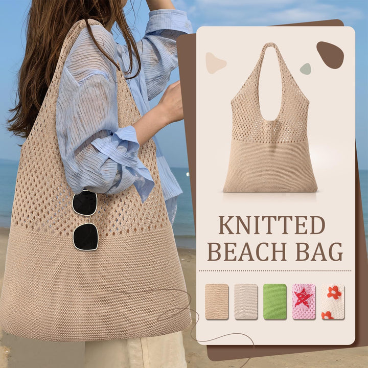 Translation missing: en.Crochet Beach Tote Bags, Stylish Mesh Beach Bags Shoulder Bag for Women, Cute Summer Vacation Boho Tote Bag