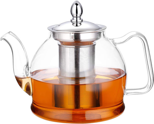 Translation missing: en.1000ml Glass Teapot with Removable Infuser, Stovetop Safe Tea Kettle, Blooming and Loose Leaf Tea Maker Set