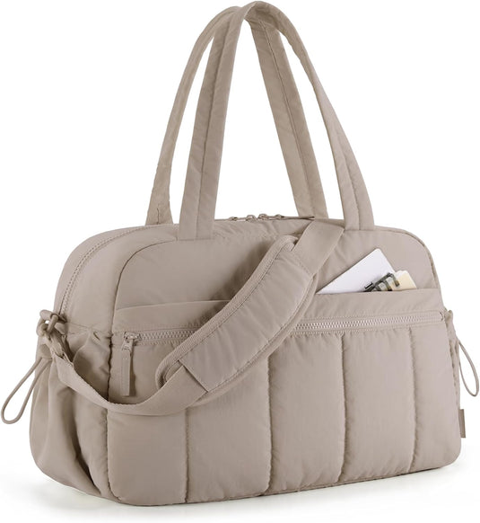 Translation missing: en.Gym Bag for Woman, 24L Carry on Travel Duffle Bag with Wet Pocket, Water Resistant Weekender Bags for Sports, Trips, Camel