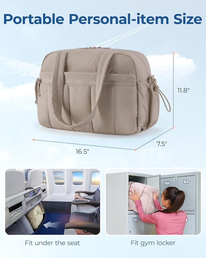 Translation missing: en.Gym Bag for Woman, 24L Carry on Travel Duffle Bag with Wet Pocket, Water Resistant Weekender Bags for Sports, Trips, Camel