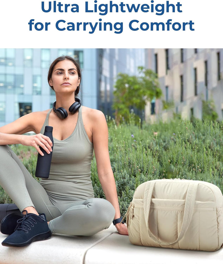 Translation missing: en.Gym Bag for Woman, 24L Carry on Travel Duffle Bag with Wet Pocket, Water Resistant Weekender Bags for Sports, Trips, Camel