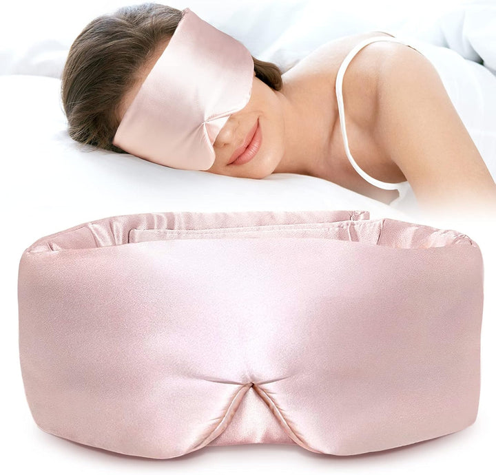 Translation missing: en.Silk Sleep Mask for Side Sleeper, Eye Mask Sleeping for Women Men 100% 22 Momme Pure Mulberry Silk, Face-Hugging Padded Silk Eye Cover for Sleeping with Adjustable Band (Pink)