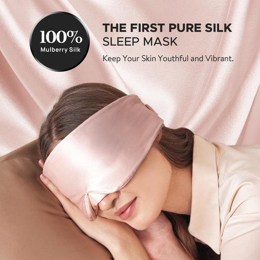 Translation missing: en.Silk Sleep Mask for Side Sleeper, Eye Mask Sleeping for Women Men 100% 22 Momme Pure Mulberry Silk, Face-Hugging Padded Silk Eye Cover for Sleeping with Adjustable Band (Pink)