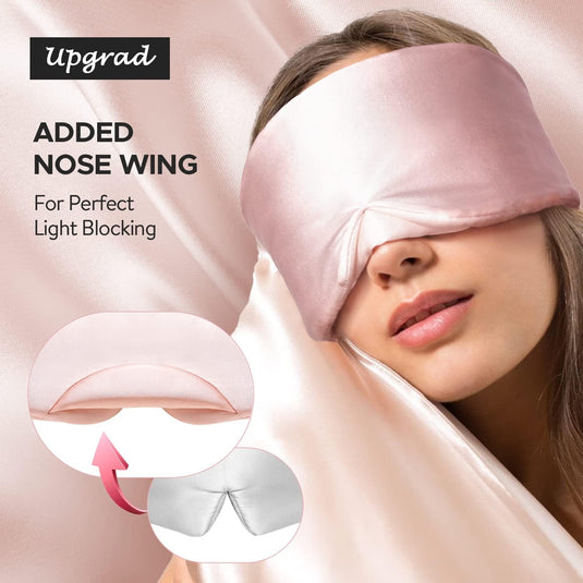 Translation missing: en.Silk Sleep Mask for Side Sleeper, Eye Mask Sleeping for Women Men 100% 22 Momme Pure Mulberry Silk, Face-Hugging Padded Silk Eye Cover for Sleeping with Adjustable Band (Pink)