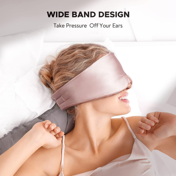 Translation missing: en.Silk Sleep Mask for Side Sleeper, Eye Mask Sleeping for Women Men 100% 22 Momme Pure Mulberry Silk, Face-Hugging Padded Silk Eye Cover for Sleeping with Adjustable Band (Pink)