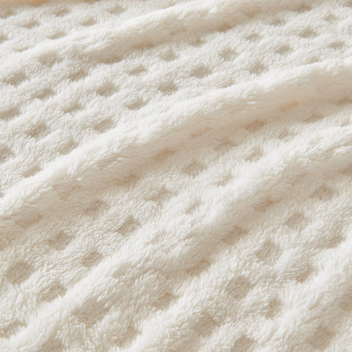 Translation missing: en.Throw Blankets for Bed Waffle White Blanket for Women Cozy Soft Fluffy Fleece Throw Blanket for Couch Lightweight Breathable Bed for All Season Cream 50x70