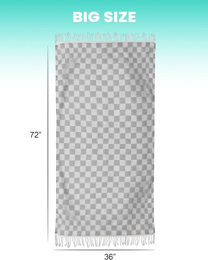 Translation missing: en.6 Packs Turkish Beach Towel Vacation Essentials Blanket Set Pool Bath Towels Bulk Multipack Travel Sand Free Quick Dry Extra Large Oversized Cute Big Soft Lightweight Compact Checkered Cloud Women