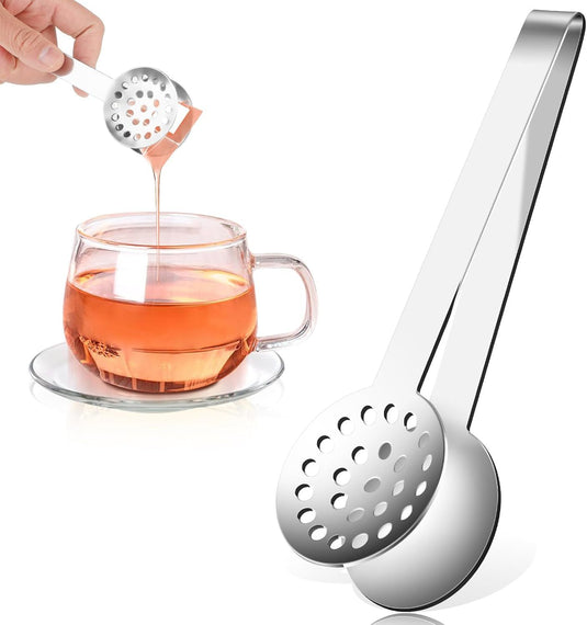 Translation missing: en.Tea Bag Squeezer, Stainless Steel Tea Bag Squeezer Tongs, Teabag Filter, Dispenser Accessories for Teas Drinkers, Durable Round Strainer Gripper Picker