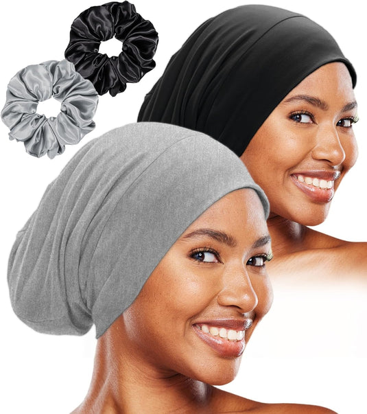 Translation missing: en.Sleep Cap Bonnet for Sleeping Black Women, Adjtable Cooling Ice Silk Lined Bonnet for Curly Braids Hair Cover Beanie Hat