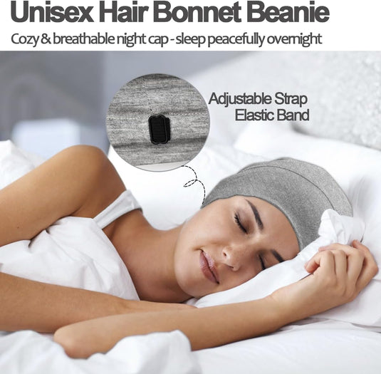Translation missing: en.Sleep Cap Bonnet for Sleeping Black Women, Adjtable Cooling Ice Silk Lined Bonnet for Curly Braids Hair Cover Beanie Hat