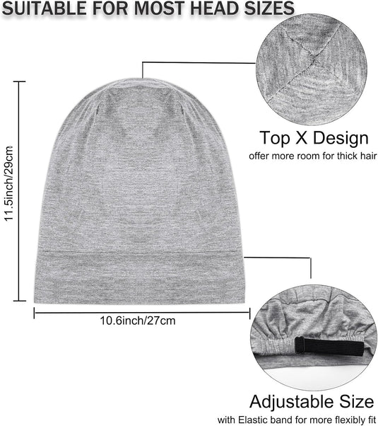 Translation missing: en.Sleep Cap Bonnet for Sleeping Black Women, Adjtable Cooling Ice Silk Lined Bonnet for Curly Braids Hair Cover Beanie Hat