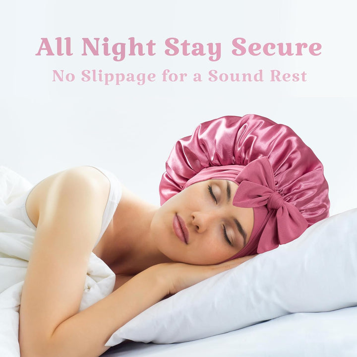 Translation missing: en.Bonnet with Tie Band, Hair Care Satin Silk Bonnet for Sleeping Women, Silky Sleep Bonnets for Women, Reversible Double Layer Sleep Cap for Curly Hair Braids