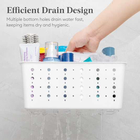 Translation missing: en.Shower Caddy Portable, Cleaning Supplies Caddy Organizer with Handle and Adjtable Dividers, Plastic Shower Basket for Dorm Room Essentials, College, Bathroom, White, 1 Pack