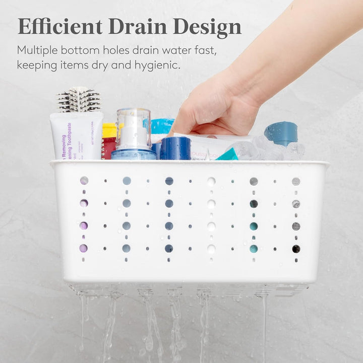 Translation missing: en.Shower Caddy Portable, Cleaning Supplies Caddy Organizer with Handle and Adjtable Dividers, Plastic Shower Basket for Dorm Room Essentials, College, Bathroom, White, 1 Pack