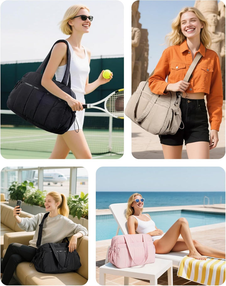 Translation missing: en.Gym Bag for Women, Duffle Bag for Travel with Wet Pocket, Lightweight Carry on Weekender Duffel, Water Resistant