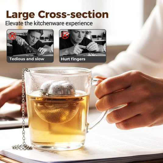 Translation missing: en.Tea Ball Tea Infer for Loose Leaf Tea, 304 Stainless Steel Fine Mesh Tea Strainer with 2 Styles (Spring Handle &amp; Chain Hook), Reable Tea Steeper for Tea Lovers (1 PCS Spring Handle)