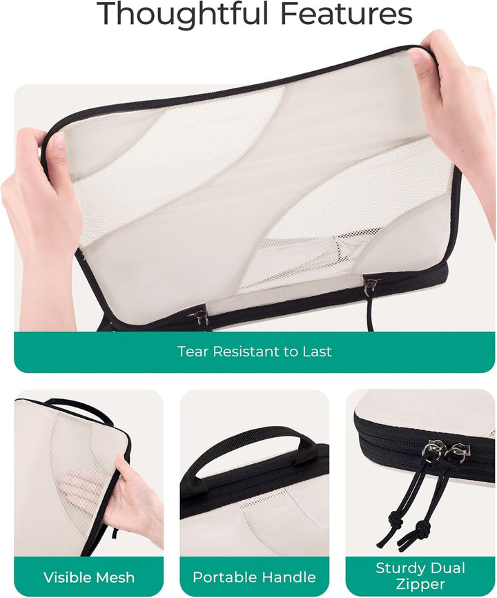 Translation missing: en.Compression Packing Cubes, 6 Set/4 Set/2 Set Travel Packing Cubes for Carry on Suitcases, Compression Suitcase Organizers Bag Set &amp; Travel Cubes for Luggage, Lightweight Packing Organizers
