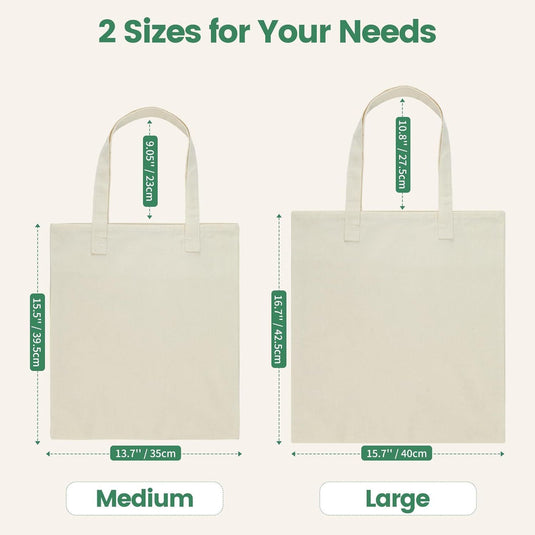 Translation missing: en.12 Pack Canvas Tote Bag - Lightweight Thin Tote Bags Bulk Blank Shopping Reusable Grocery Bags for DIY Gift Sublimation Activity - Beige