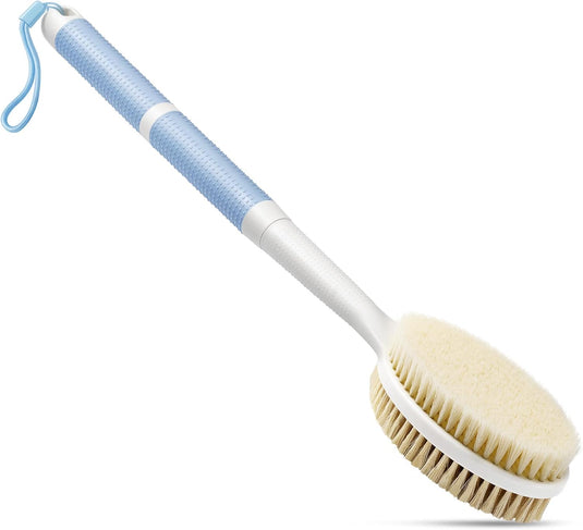 Translation missing: en.Back Scrubber Anti Slip for Shower with Detachable Brush Head,19" Shower Brush with Soft and Stiff Bristles,Long Handle Exfoliating Body Scrubber for Bath or Dry Brush