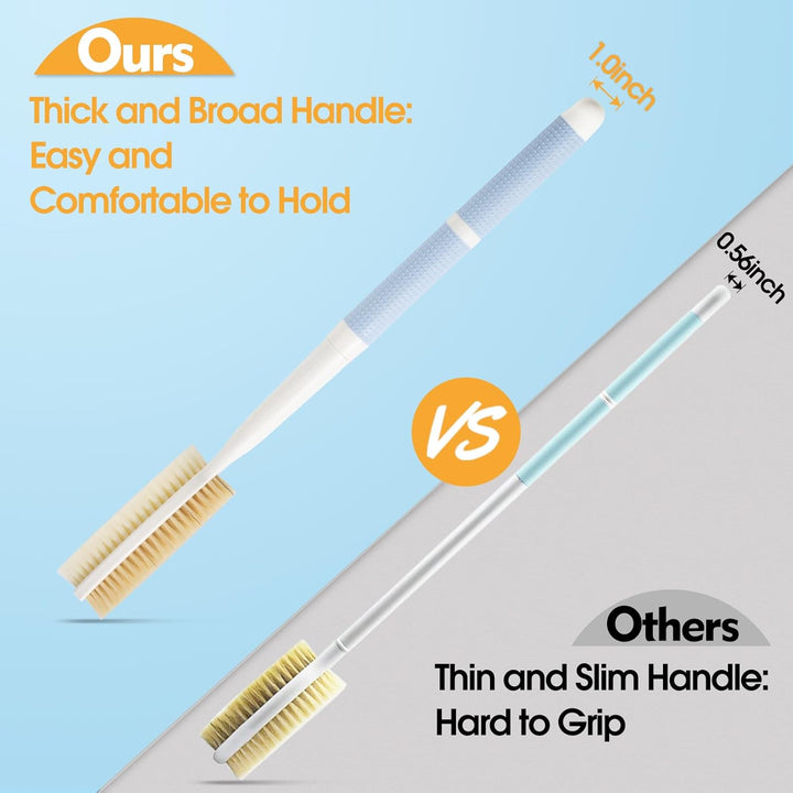 Translation missing: en.Back Scrubber Anti Slip for Shower with Detachable Brush Head,19" Shower Brush with Soft and Stiff Bristles,Long Handle Exfoliating Body Scrubber for Bath or Dry Brush
