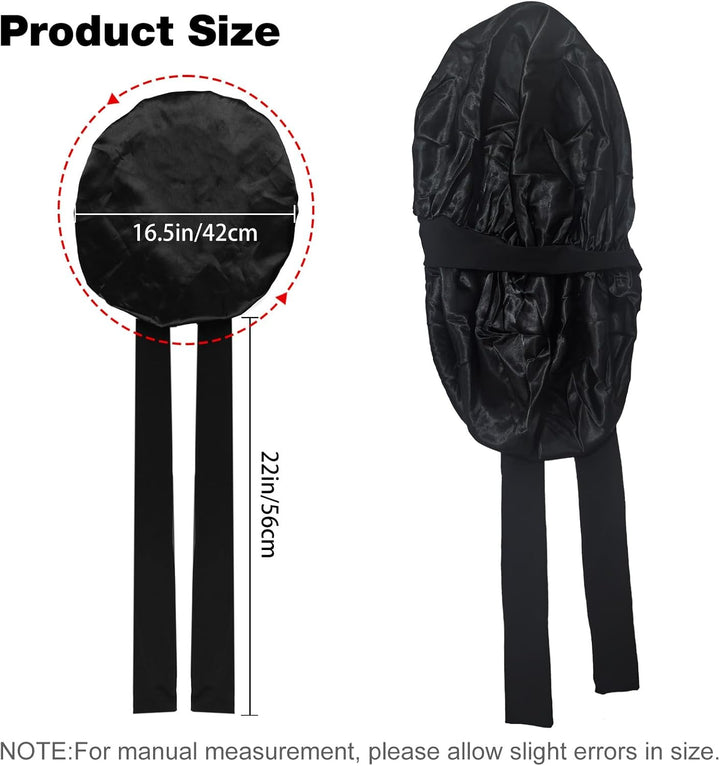 Translation missing: en.Silk Bonnet for Sleeping Women, Satin Bonnet Double Layer Satin Lined Night Sleep Hair Cap for Curly Hair with Tie Band Black