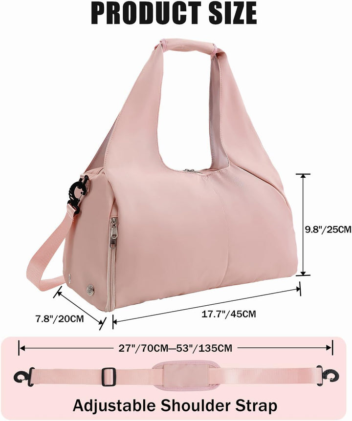 Translation missing: en.Gym Bag for Women with Shoe Compartment Yoga Mat Bag with Wet Pocket and Water Bottle Holder Weekender Bag with Strap