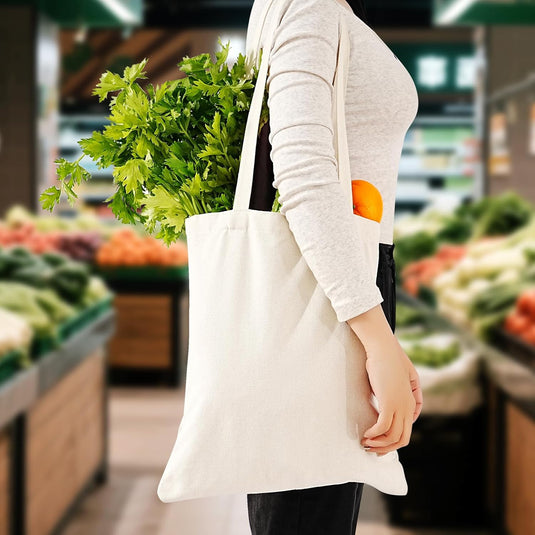 Translation missing: en.Reusable Grocery Shopping Bags Cotton Tote Bag, Blank Tote Canvas Bags for DIY Craft, Grocery,Shopping,Drawing