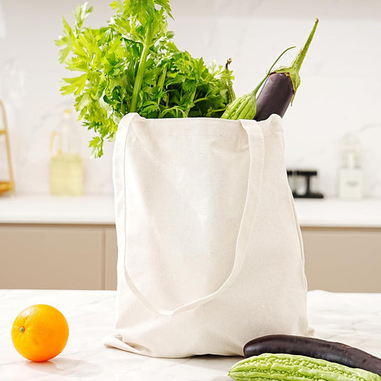 Translation missing: en.Reusable Grocery Shopping Bags Cotton Tote Bag, Blank Tote Canvas Bags for DIY Craft, Grocery,Shopping,Drawing