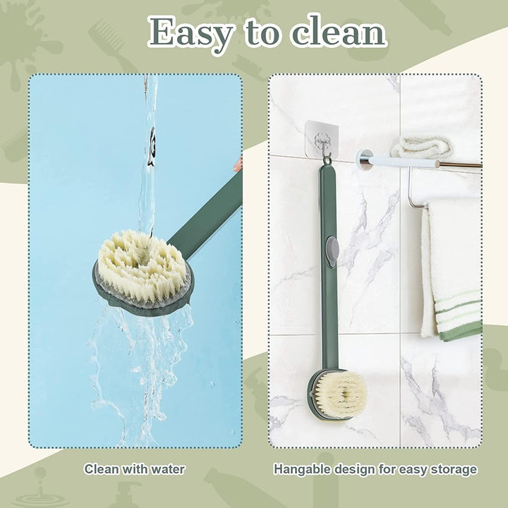 Translation missing: en.Long Handle Bath Massage Cleaning Brush with Soap Dispenser for Men Women Elderly Body Back Scrubber Storable Wash, Dispenser, (14 inch / 36 cm,Green）