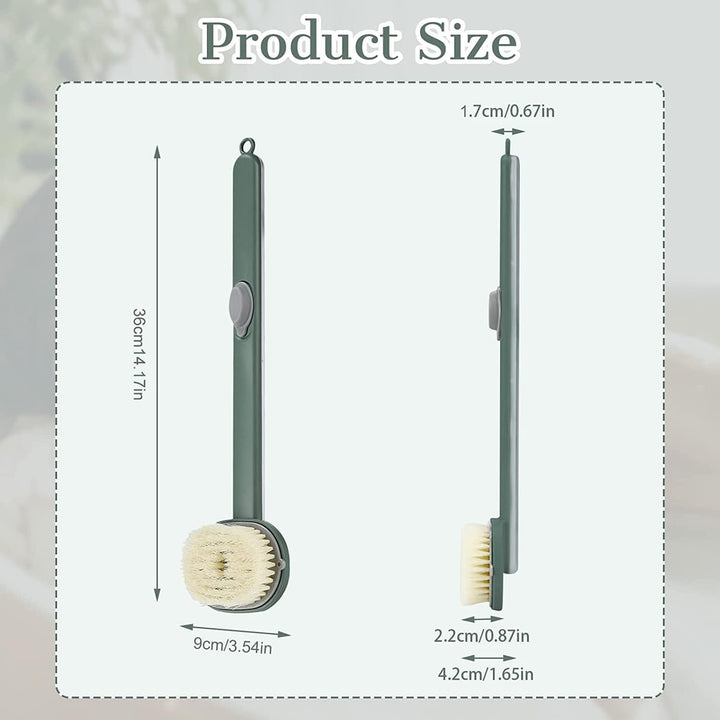 Translation missing: en.Long Handle Bath Massage Cleaning Brush with Soap Dispenser for Men Women Elderly Body Back Scrubber Storable Wash, Dispenser, (14 inch / 36 cm,Green）