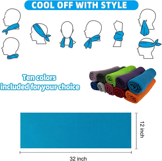 Translation missing: en.Cooling Towel Ice Towel Workout Towel, Soft Breathable Sweat Towel for Sports, Yoga, Gym, Golf, Camping, Running, Fitness, Workout &amp; More Activities (10 PCS)