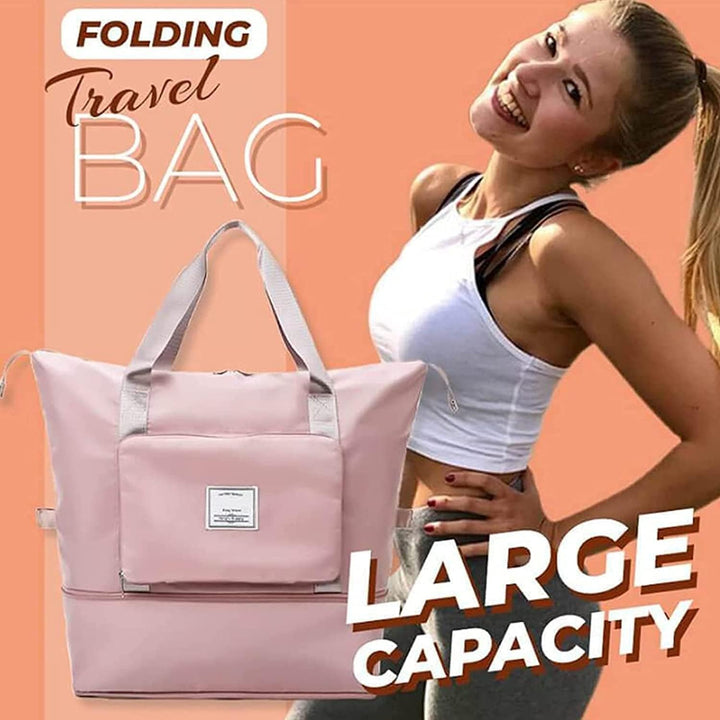 Translation missing: en.Foldable Travel Duffel Bag for Women, Large Capacity Folding Sports Gym Bag, Lightweight Waterproof Bag Holdall Tote Carry on Hand Luggage Overnight Weekender Bag Hospital Bag for Men Women (Pink)