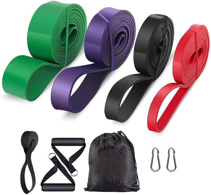Translation missing: en.Resistance Band - 4-Pack - With Handle &amp; Door Buckle - Storage Bag - Fitness Bands - Pull-Ups - Strength Training - Elastic Cords - Men &amp; Women - Yoga Stretch - Assisted Pull Bands