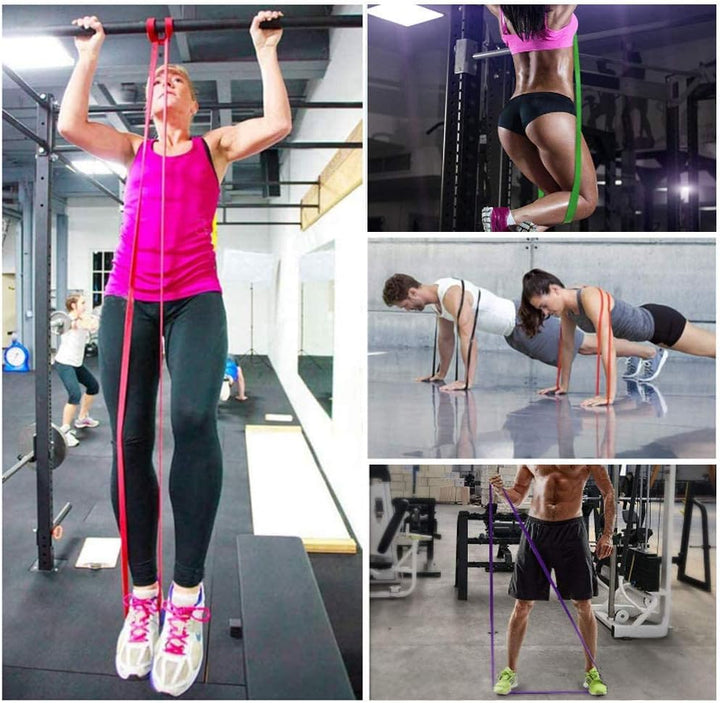 Translation missing: en.Resistance Band - 4-Pack - With Handle &amp; Door Buckle - Storage Bag - Fitness Bands - Pull-Ups - Strength Training - Elastic Cords - Men &amp; Women - Yoga Stretch - Assisted Pull Bands
