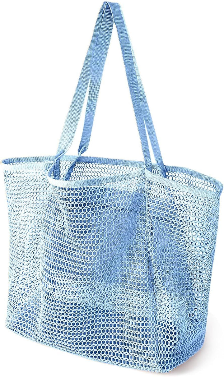 Translation missing: en.Beach Bags or Women, Summer Travel Mesh Tote Bag with Large Inner Pocket, Sandproo Woven Shoulder Handbag Swim Pool Bag, Suit or amily Vacation Essentials