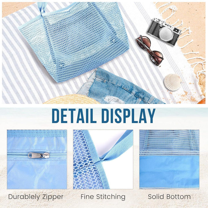 Translation missing: en.Beach Bags or Women, Summer Travel Mesh Tote Bag with Large Inner Pocket, Sandproo Woven Shoulder Handbag Swim Pool Bag, Suit or amily Vacation Essentials