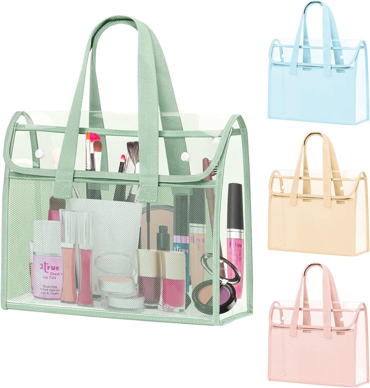 Translation missing: en.4 Pcs Clear Tote Bag, Large Makeup Bags, Clear PVC Cosmetic Bag Organizer, Multifunction Travel Toiletry Bag for Women, Transparent Beach Tote Bags, Transparent Organizer Storage Bags