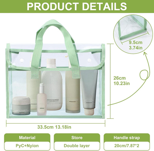 Translation missing: en.4 Pcs Clear Tote Bag, Large Makeup Bags, Clear PVC Cosmetic Bag Organizer, Multifunction Travel Toiletry Bag for Women, Transparent Beach Tote Bags, Transparent Organizer Storage Bags