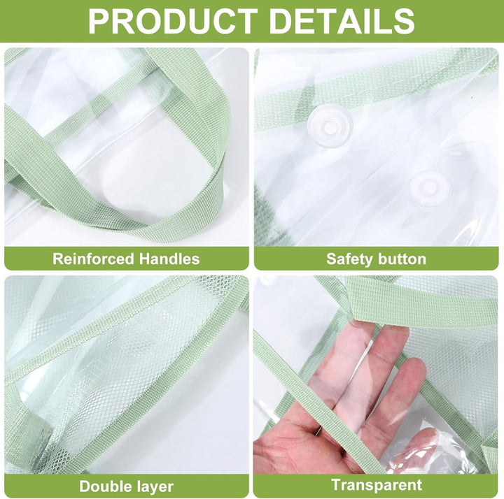 Translation missing: en.4 Pcs Clear Tote Bag, Large Makeup Bags, Clear PVC Cosmetic Bag Organizer, Multifunction Travel Toiletry Bag for Women, Transparent Beach Tote Bags, Transparent Organizer Storage Bags