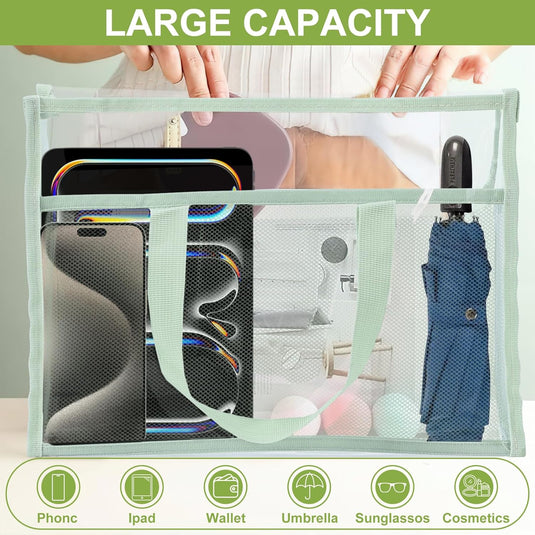 Translation missing: en.4 Pcs Clear Tote Bag, Large Makeup Bags, Clear PVC Cosmetic Bag Organizer, Multifunction Travel Toiletry Bag for Women, Transparent Beach Tote Bags, Transparent Organizer Storage Bags