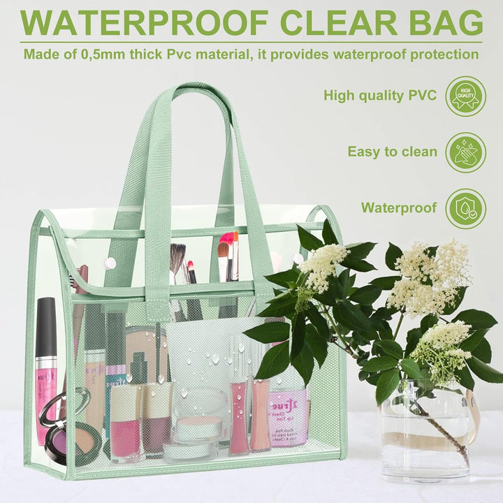 Translation missing: en.4 Pcs Clear Tote Bag, Large Makeup Bags, Clear PVC Cosmetic Bag Organizer, Multifunction Travel Toiletry Bag for Women, Transparent Beach Tote Bags, Transparent Organizer Storage Bags