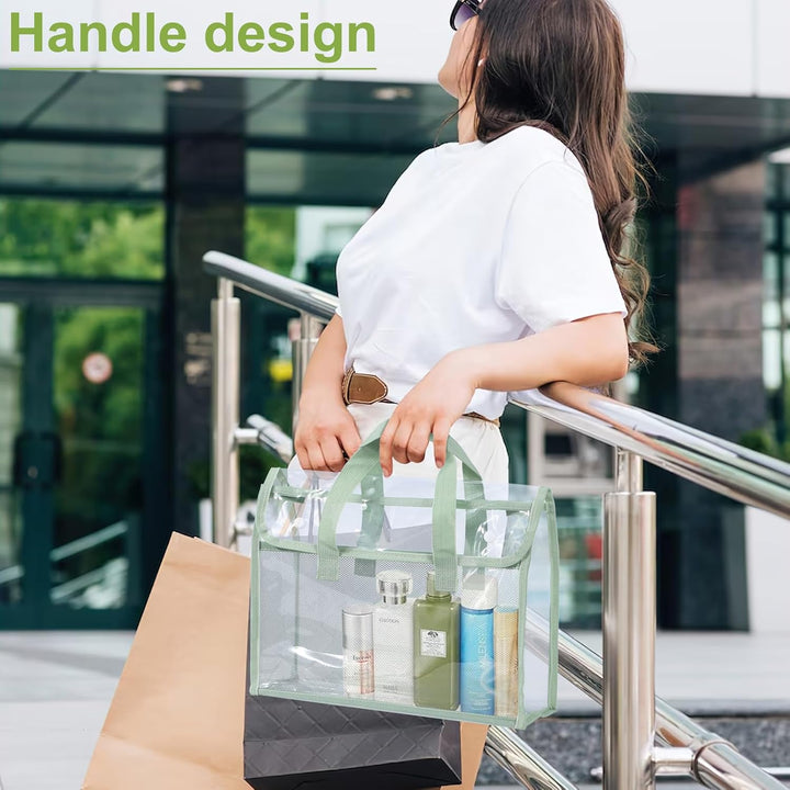 Translation missing: en.4 Pcs Clear Tote Bag, Large Makeup Bags, Clear PVC Cosmetic Bag Organizer, Multifunction Travel Toiletry Bag for Women, Transparent Beach Tote Bags, Transparent Organizer Storage Bags