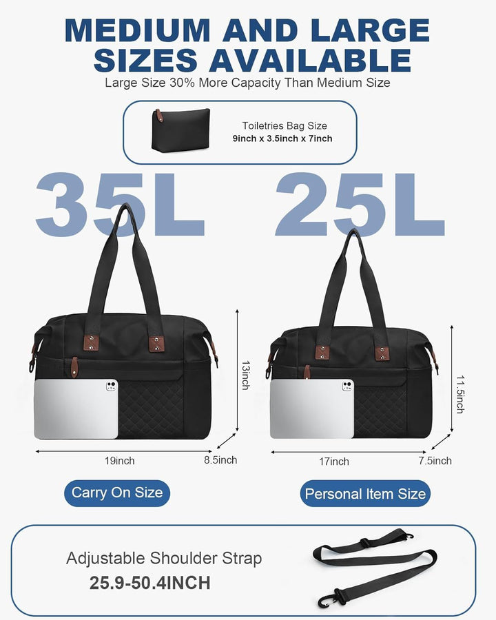 Translation missing: en.Travel Duffle Bag, Waterproof Weekender Overnight Hospital Bags for Women Men with Toiletry Bag Lightweight Carry on Personal Item Duffle Gym Bag for Travel, Airplanes, Sports