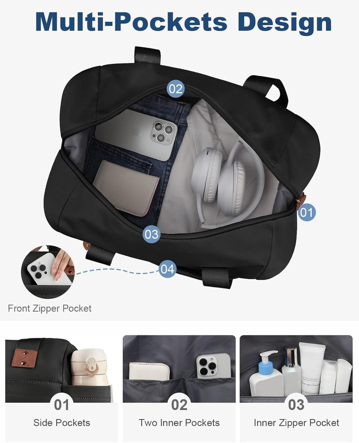 Translation missing: en.Travel Duffle Bag, Waterproof Weekender Overnight Hospital Bags for Women Men with Toiletry Bag Lightweight Carry on Personal Item Duffle Gym Bag for Travel, Airplanes, Sports