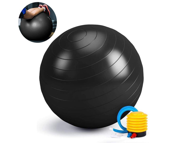 Translation missing: en.Black Anti-Burst Exercise Ball, Fitness &amp; Yoga Ball with Pump - Diametre 65 cm