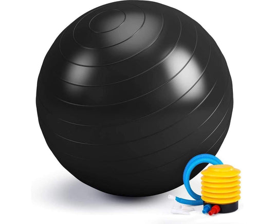 Translation missing: en.Black Anti-Burst Exercise Ball, Fitness &amp; Yoga Ball with Pump - Diametre 65 cm